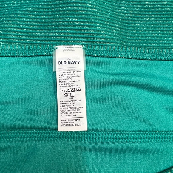 1183 - NWOT's Old Navy Spearmint Green & Gold Metallic High Waisted Bikini (2X) - Picture 8 of 9